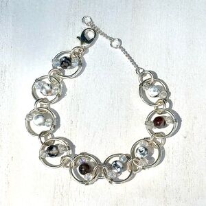 Elegant Silver and Black Beaded Bracelet